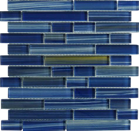 Hawai Blue Random Brick Glossy Glass Pool Tile S1024