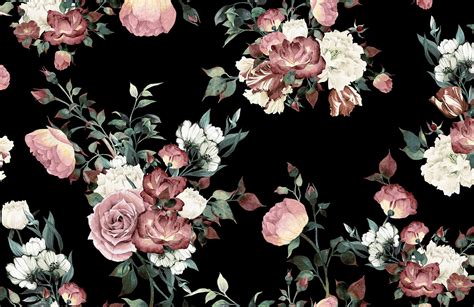 Check out this fantastic collection of floral desktop wallpapers, with 37 floral desktop background images for your desktop, phone or tablet. Vintage Pink & Black Floral Wallpaper Mural | MuralsWallpaper