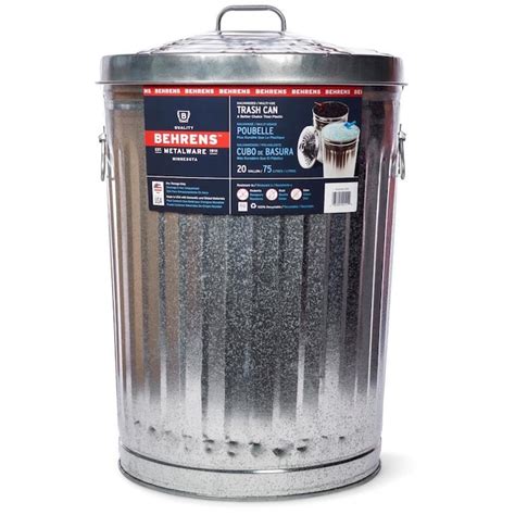 Behrens 20 Gallon Silvergalvanized Metal Trash Can With Lid In The