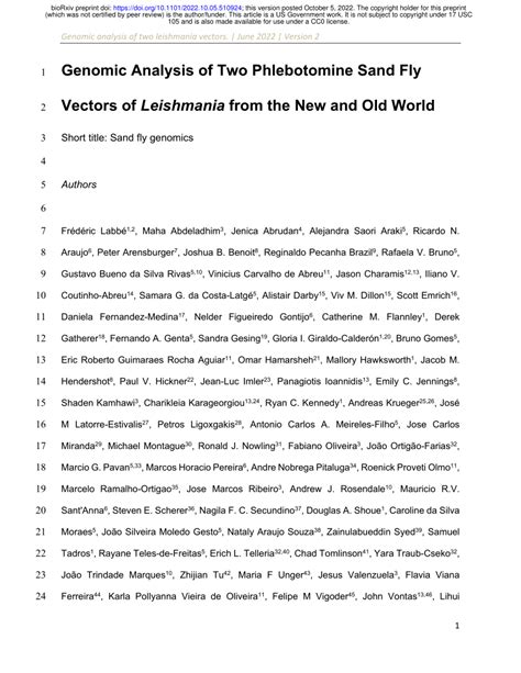 Pdf Genomic Analysis Of Two Phlebotomine Sand Fly Vectors Of Leishmania From The New And Old World