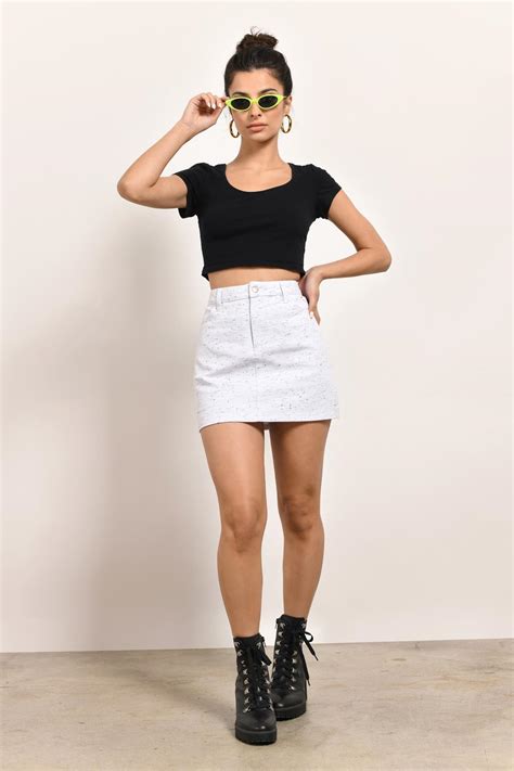 Tobi Mini Skirts Womens Eberly White Multi Speckled Skirt White Multi