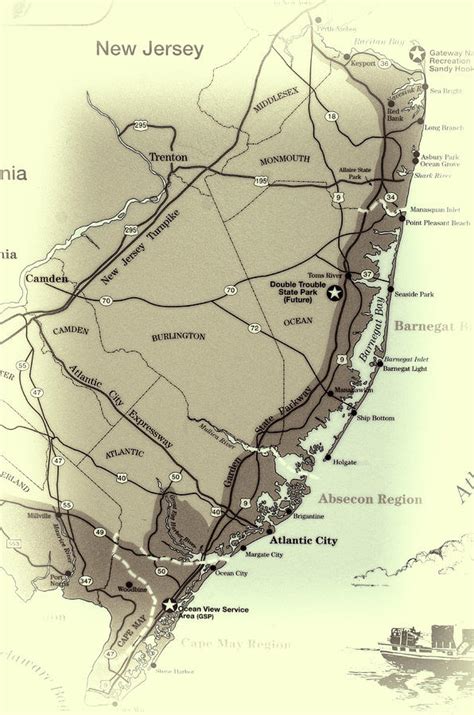 Jersey Shore Map Photograph By Ron Schiller