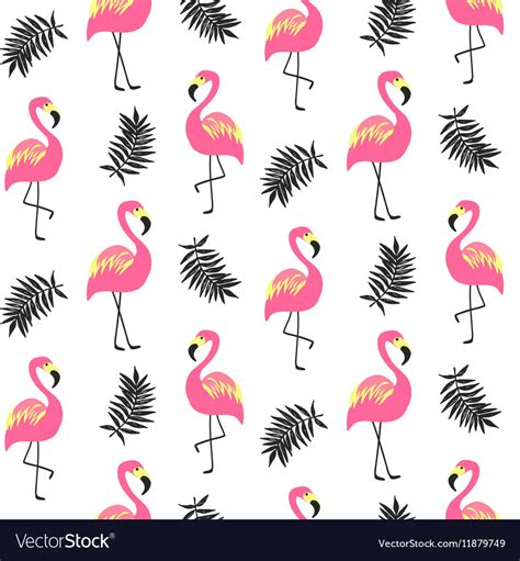 Beautiful Seamless Pattern With Pink Flamingo Vector Image
