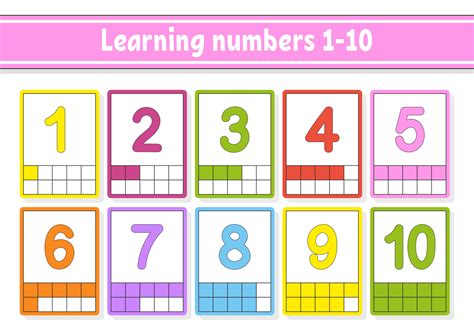 Set Flash Cards For Kids Learning Numbers 1 10 Education Developing