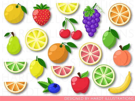 Fruit Clipart Fruits Clip Art Tutti Frutti Citrus Clipart Etsy