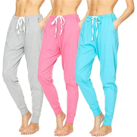 3 Pack Womens 100 Cotton Active Gym Lounge Sleep Pajama Jogger