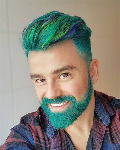 Mrlina Green Turquoise Blue Teal Man Beard Mens Hair Colour Beard