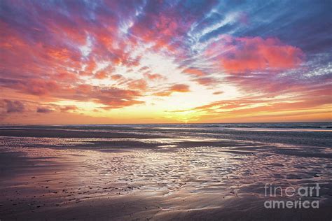 Sunset At The Beach With Low Tide Photograph By Ipics Photography