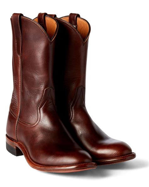 Ralph Lauren Rrl Leather Dress Roper Boot In Dark Brown Modesens