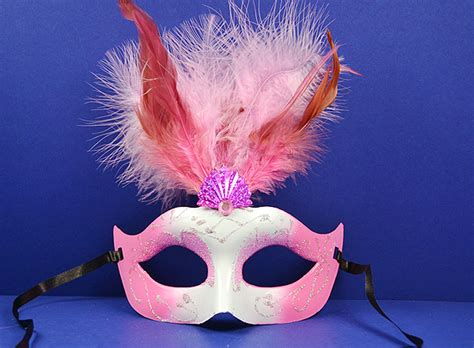 7 Pink Mardi Gras Glitter Feather Masquerade Masks Pack Of 12 Cb