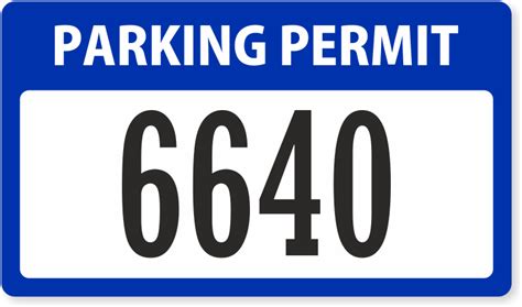 Blue Numbered Parking Permit Decal Signs Sku Pp 0188 Bl