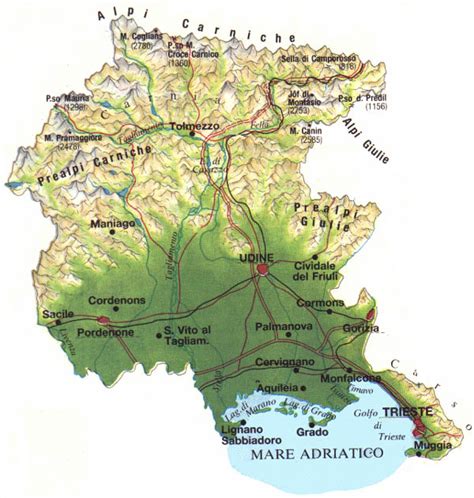Mappa del Friuli Venezia Giulia Regionale | Italia Mappa Regionale