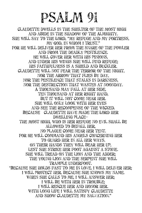 Printable Free Printable Psalm 91 Prayer