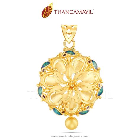 Yellow Gold Floral Pendant From Thangamayil Jewellery South India Jewels