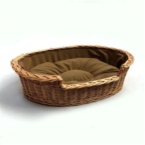 Prestige Wicker Wicker Dog Bed Basket With Cushion Extra Large Cream