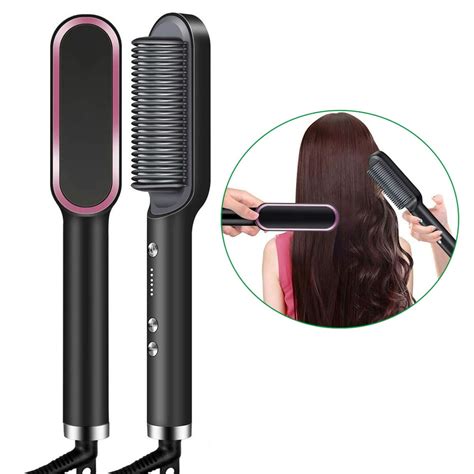 hair straightener brush hair straightening iron built with comb 25s fast heating and 5 temp