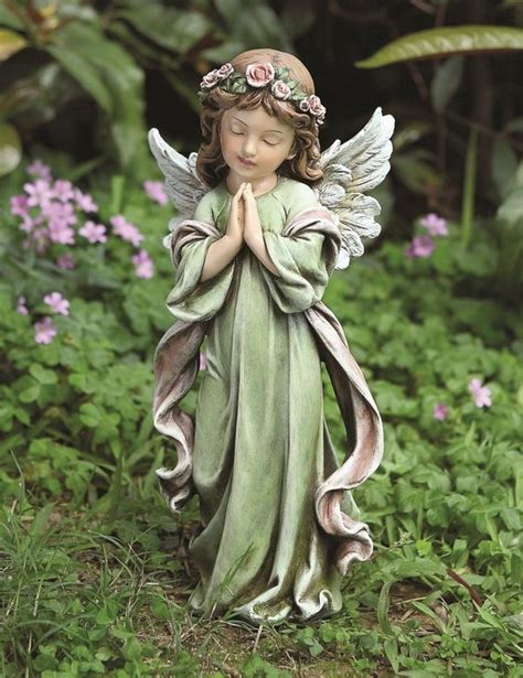 Praying Green Angel Found The Perfect Spot For This Lovely Angel Statues Praying Angel