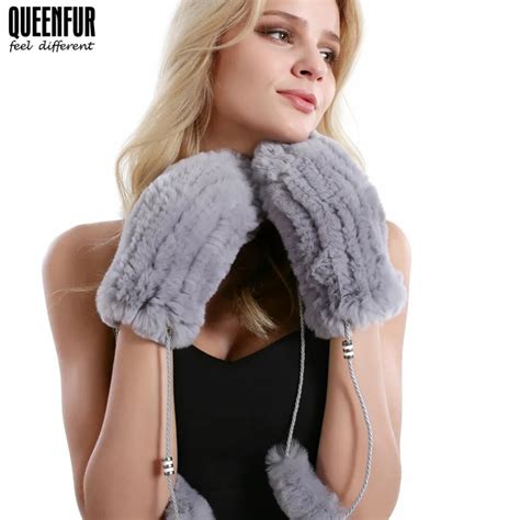 Buy Queenfur Women Winter Real Fur Gloves Natural Rex