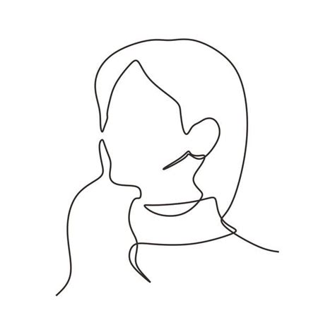 Continuous One Line Drawing Of Abstract Girl Face Beauty
