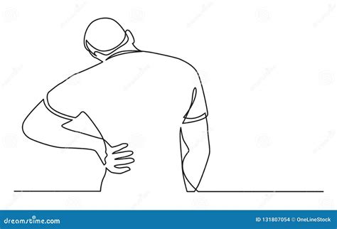 Old Man Suffering From Back Pain Flat Drawing Vector Illustration