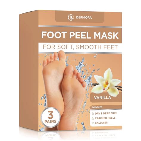 Dermora Foot Peel Mask 3 Pack Of Regular Skin Exfoliating Foot Masks For Dry