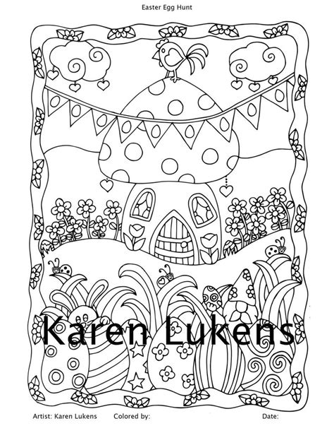 Easter Egg Hunt 1 Adult Coloring Book Page Printable Instant | Etsy
