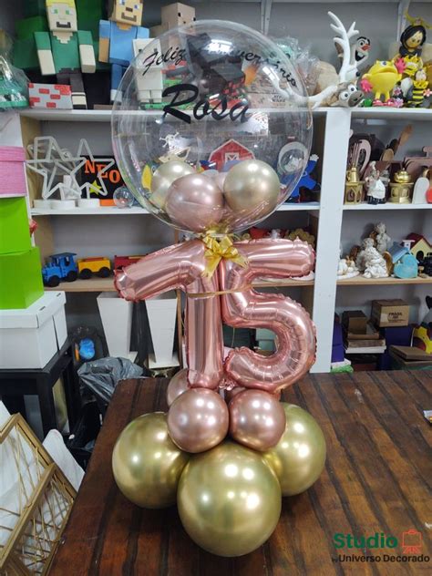 Arranjo De Balões Bubble Personalizado Com Número Studio Universo