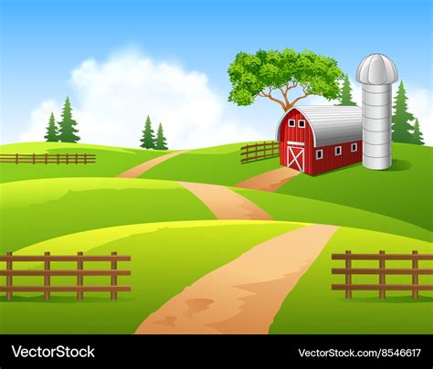 Cartoon Farm Background Royalty Free Vector Image