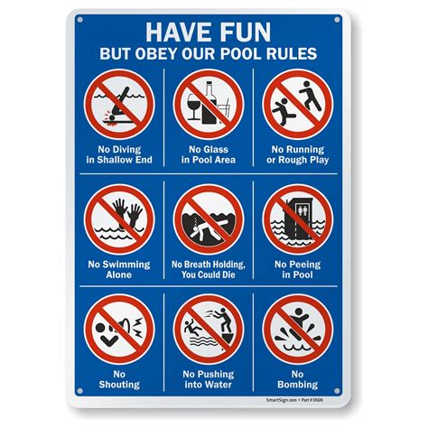 Buy Smartsign 14 X 10 Inch “have Fun But Obey Our Pool Rules” Swimming
