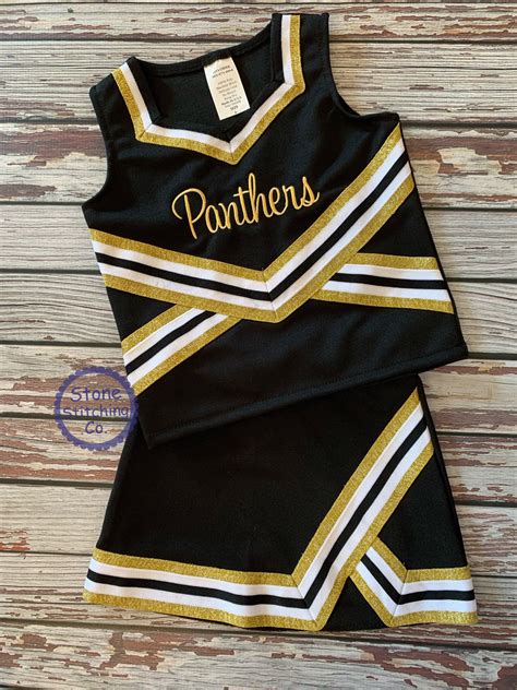 Gold And Black Cheer Uniform Customized Cheerleading Uniform Etsy