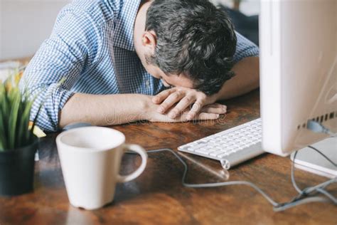 Tired Office Worker Sleeping Stock Image Image Of Notebook Person