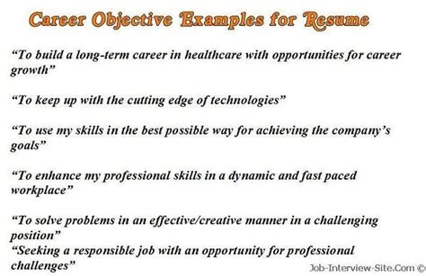 Work Objectives Career Objectives For Resume Career Change Resume