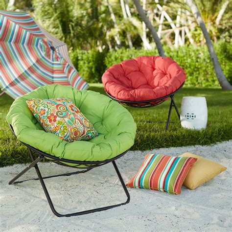Foldable armchairs with mesh cup holders and travel bags are great for bringing with you during outdoor sporting events and camping trips. This extra-wide cozy folding chair is an inviting place to ...