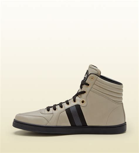 Lyst Gucci Mens High Top Sneaker From Viaggio Collection In Gray For Men
