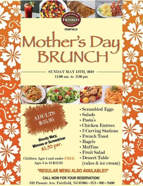 Mother S Day Brunch At Franklin Steakhouse Tavern Fairfield Nj Menu Pricing In Image