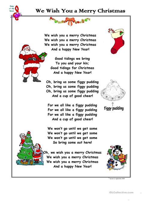 Printable christian christmas activity sheets. Christmas Song We Wish You a Merry Christmas worksheet ...