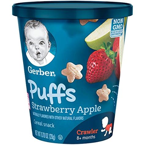 Gerber Puffs Cereal Snack Cup 16 Piece Variety Pack Strawberry Apple