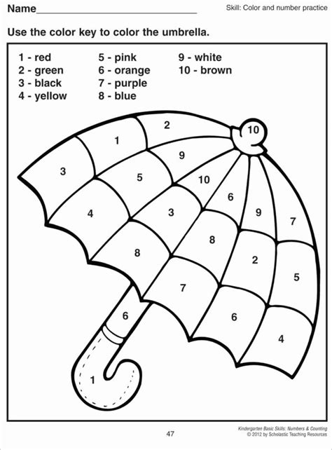 Worksheets For Preschoolers On Colors Lovely Coloring Colour By Number