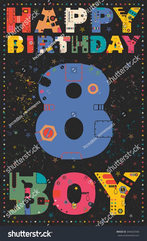 Happy Birthday Card Happy Birthday Boy 스톡 벡터로열티 프리 344625506