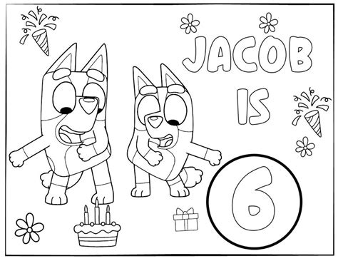 Bluey Birthday Coloring Pages