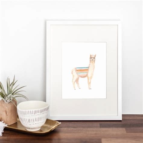 Llama Watercolor Etsy