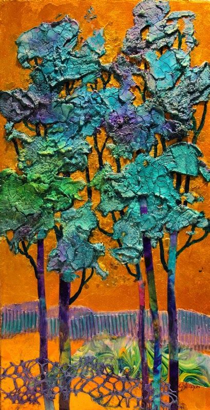 Carol Nelson Fine Art Blog Blue Trees Mixed Media Collage Painting