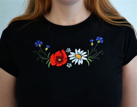 embroidered black t shirt flowers embroidery t shirt flowers embroidery tshirt embroidery
