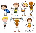 A set of doodle kids exercise 444421 Vector Art at Vecteezy