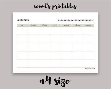 Blank Spanish Calendar Printable Calendar By Woodsprintables