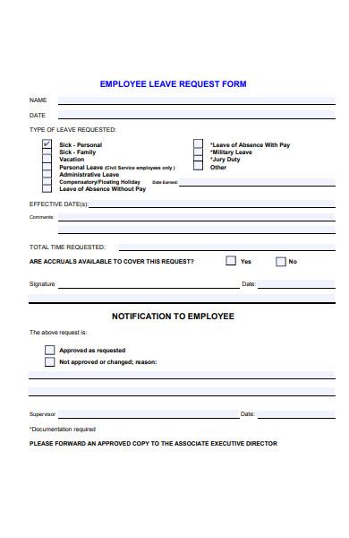 Free 23 Employee Leave Request Forms In Pdf Ms Word Xls