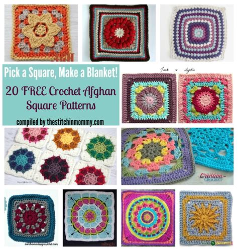 Keep your stitches even, do not be afraid to pull out a row if you make a mistake. Pick a Square, Make a Blanket! 20 Free Crochet Afghan Square Patterns - The Stitchin Mommy