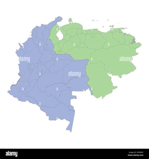 High Quality Political Map Of Colombia And Venezuela With Borders Of