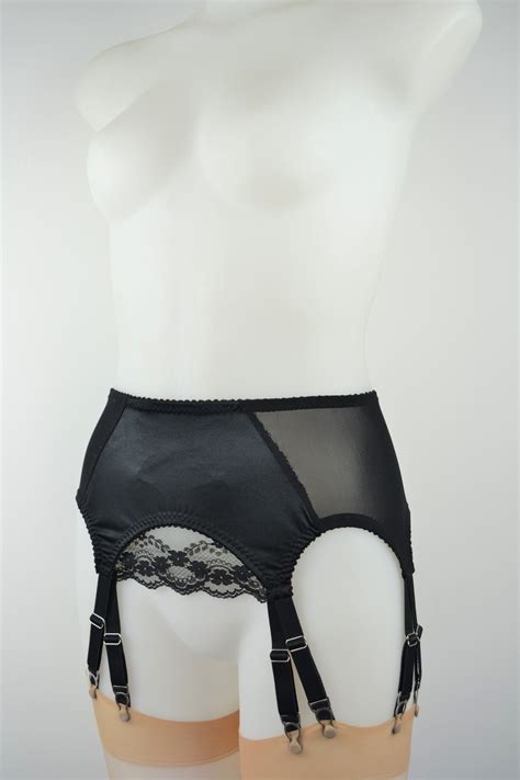 satin and lace layered 12 strap suspender belt ~ pip and pantalaimon pip and pantalaimon lingerie