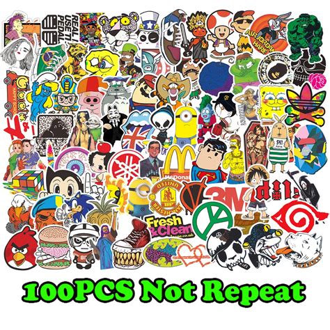 100 Pcs Graffiti Sticker Mix Cartoon Cool Funny Stickers For Luggage
